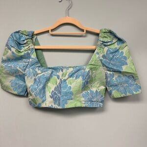 Revolve Nookie Floral Puff Sleeve Crop Top